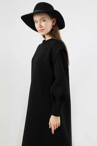 Oversize Üç İplik Elbise Siyah - 2