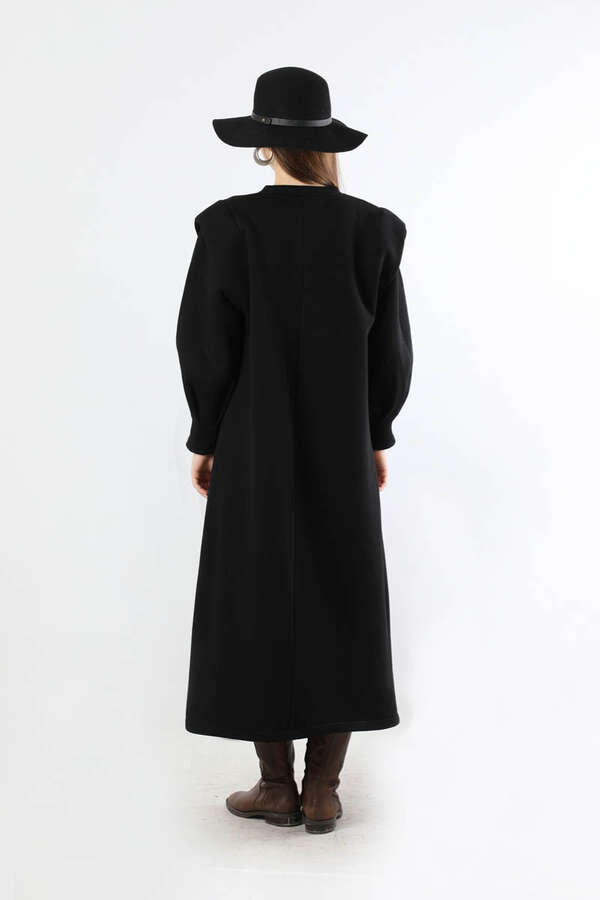 Oversize Üç İplik Elbise Siyah - 6