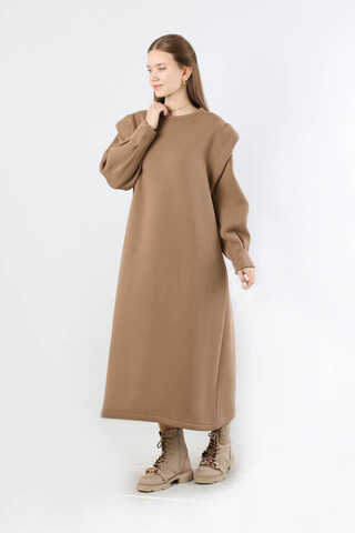 Three Drawstring Dress Beige - 3