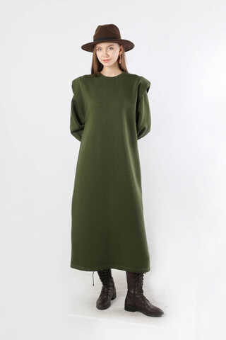 Oversize Three Thread Dress Khaki - 3