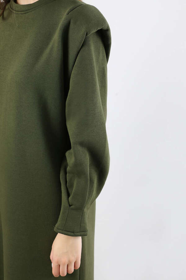 Oversize Three Thread Dress Khaki - 4