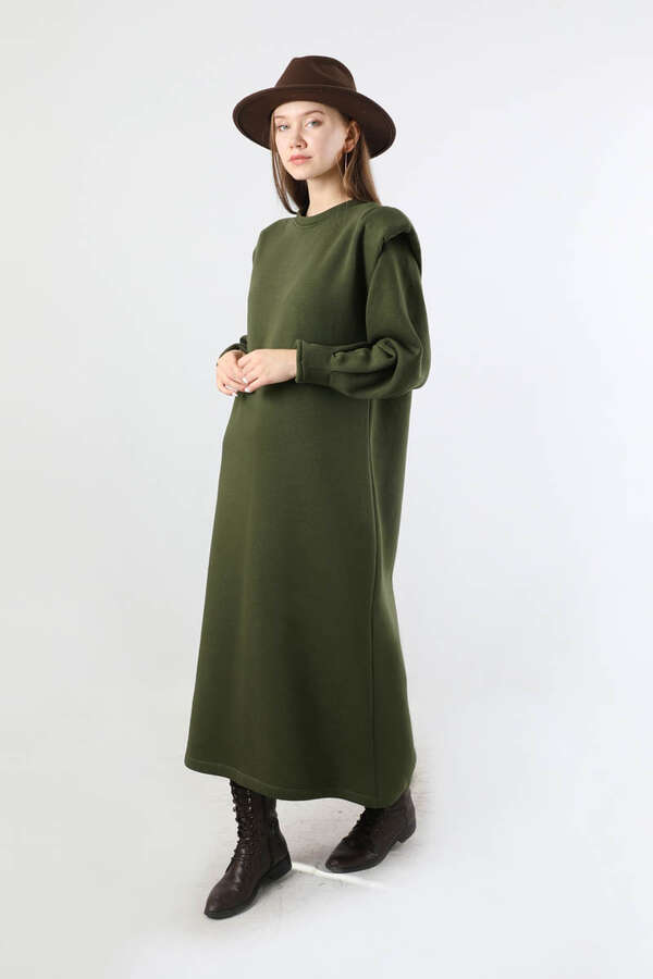 Oversize Three Thread Dress Khaki - 5