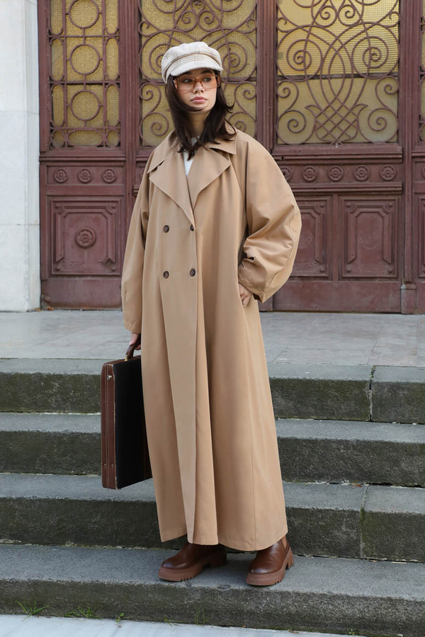 Oversize Vintage Trençkot Camel - 7