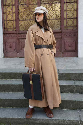 Oversize Vintage Trençkot Camel - 12
