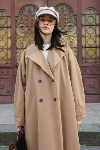Oversize Vintage Trençkot Camel - 8