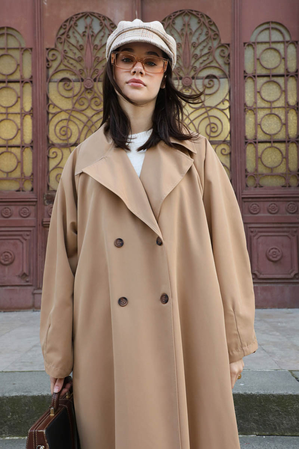 Oversize Vintage Trençkot Camel - 8