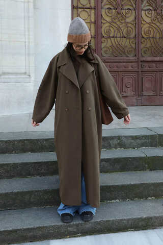 Oversize Vintage Trençkot Haki - 1