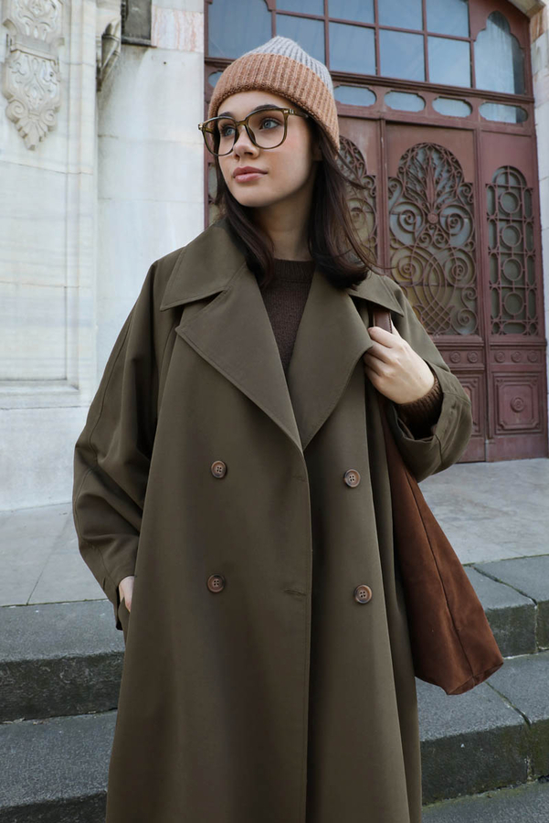Oversize Vintage Trençkot Haki - 2