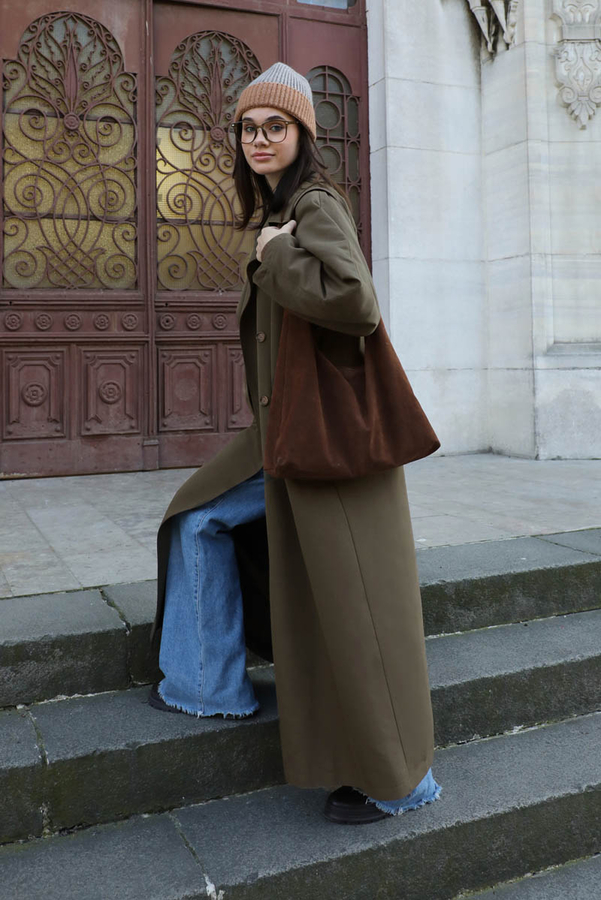 Oversize Vintage Trençkot Haki - 4