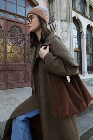 Oversize Vintage Trençkot Haki - 5