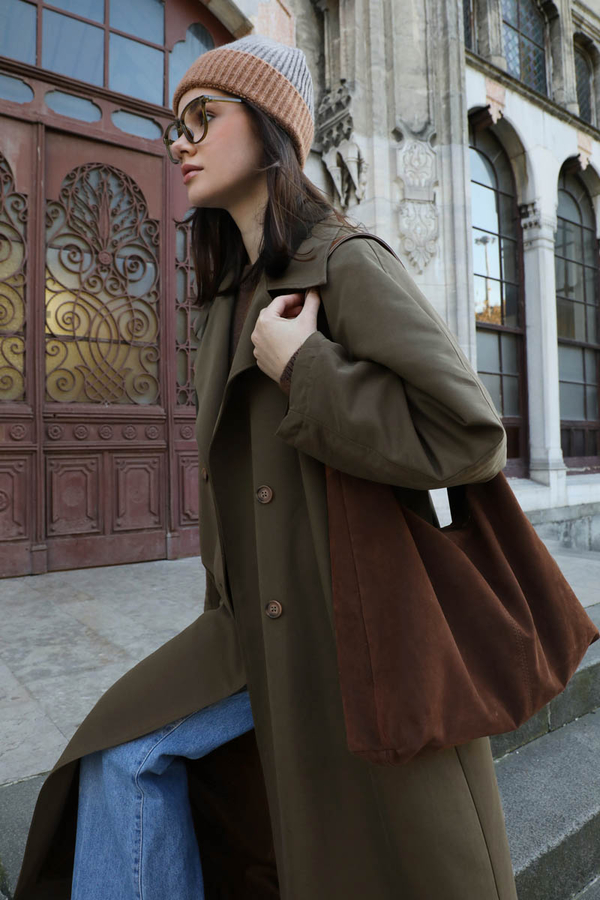 Oversize Vintage Trençkot Haki - 5
