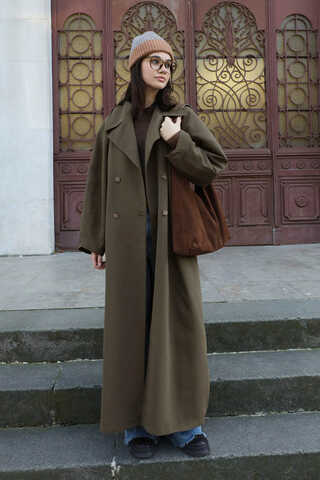 Oversize Vintage Trençkot Haki - 6