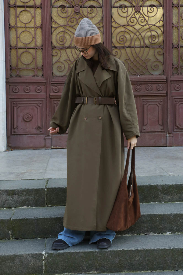 Oversize Vintage Trençkot Haki - 7