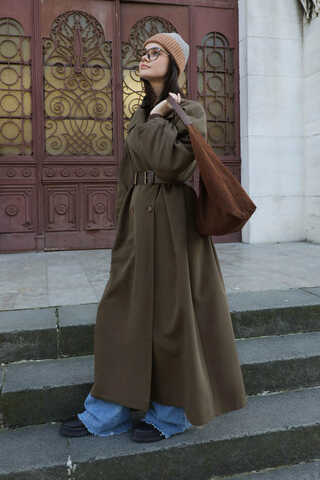 Oversize Vintage Trençkot Haki - 8
