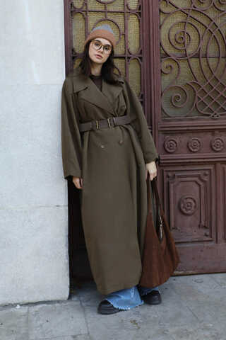 Oversize Vintage Trençkot Haki - 9