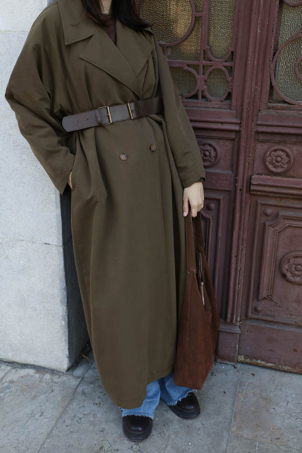 Oversize Vintage Trençkot Haki - 10