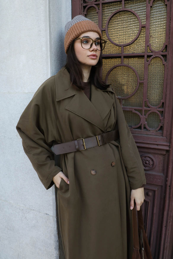 Oversize Vintage Trençkot Haki - 11