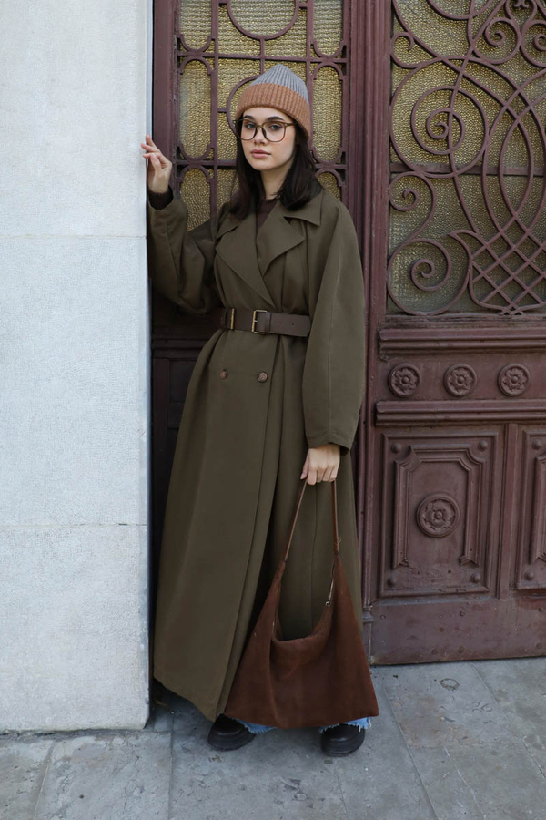 Oversize Vintage Trençkot Haki - 12