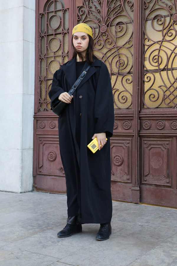 Oversize Vintage Trençkot Siyah - 3
