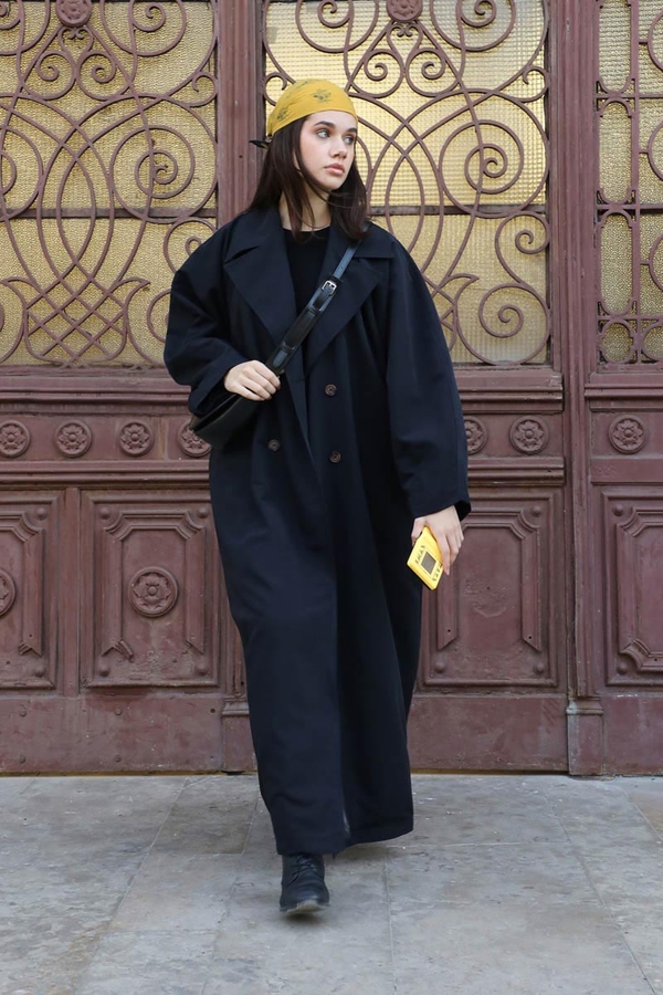 Oversize Vintage Trençkot Siyah - 4