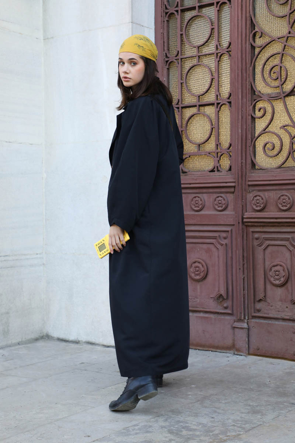 Oversize Vintage Trençkot Siyah - 6