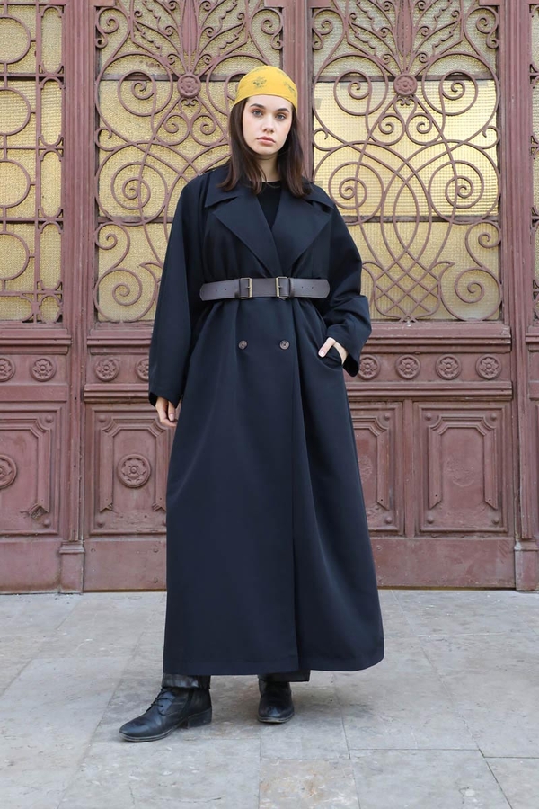 Oversize Vintage Trençkot Siyah - 7