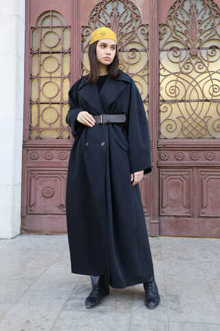 Oversize Vintage Trençkot Siyah - 8