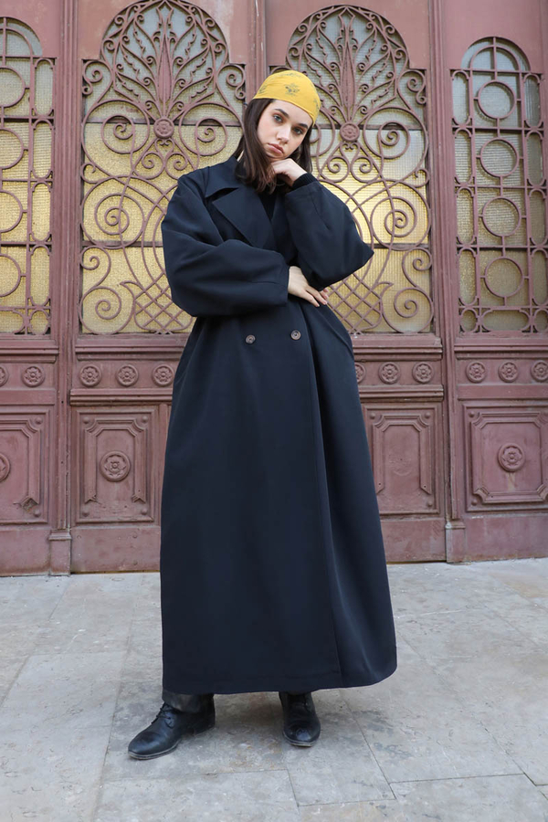 Oversize Vintage Trençkot Siyah - 9