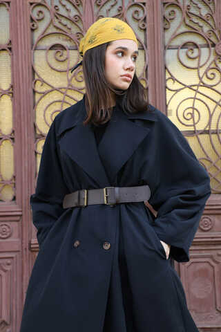 Oversize Vintage Trençkot Siyah - 11