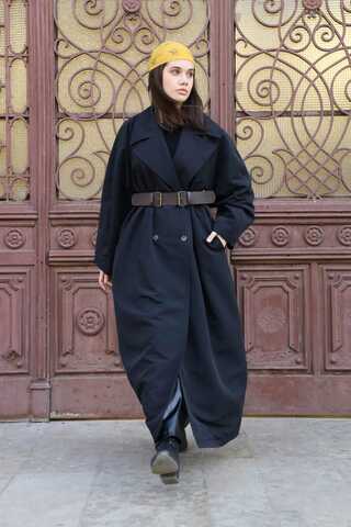 Oversize Vintage Trençkot Siyah - 13