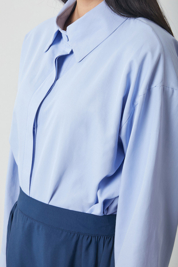 Oversized Short Shirt Baby Blue - 5