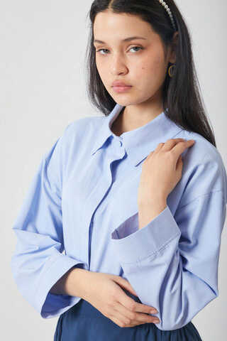 Oversized Short Shirt Baby Blue - 11