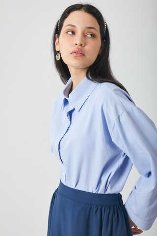 Oversized Short Shirt Baby Blue - 2