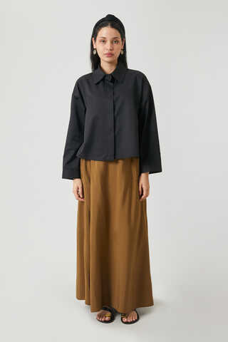 Oversize Kısa Gömlek Siyah - 3