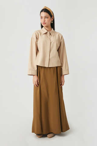 Oversized Short Shirt Camel - 3