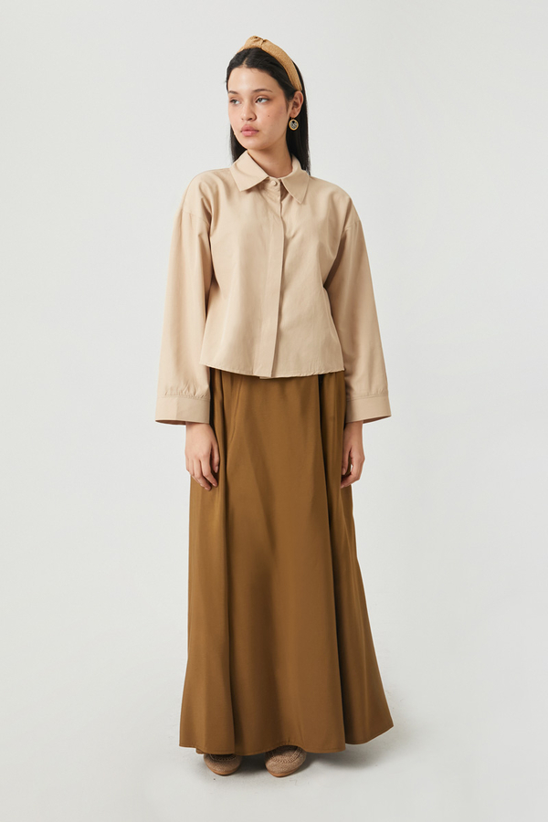 Oversized Short Shirt Camel - 3
