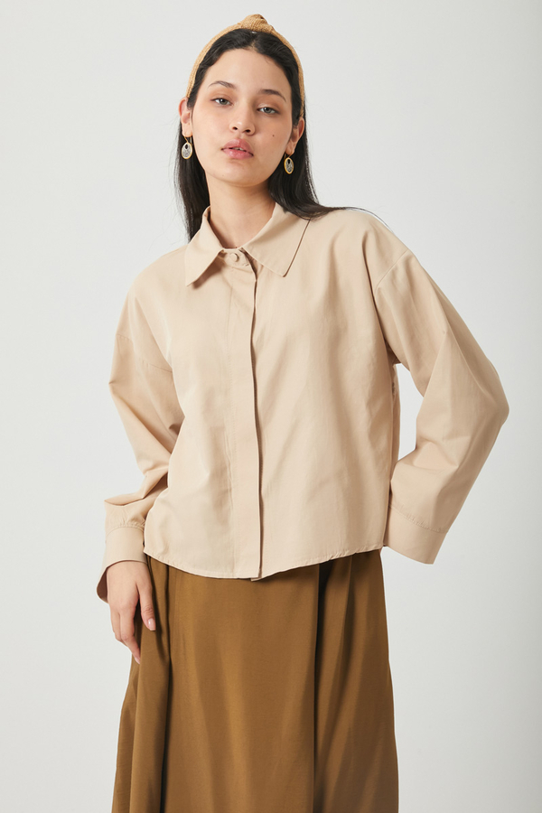 Oversized Short Shirt Camel - 2