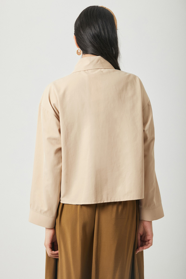 Oversized Short Shirt Camel - 15
