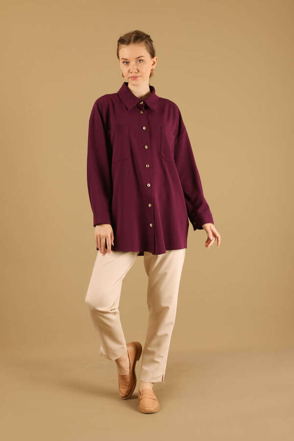 Oversize Shirt Claret Red - 2