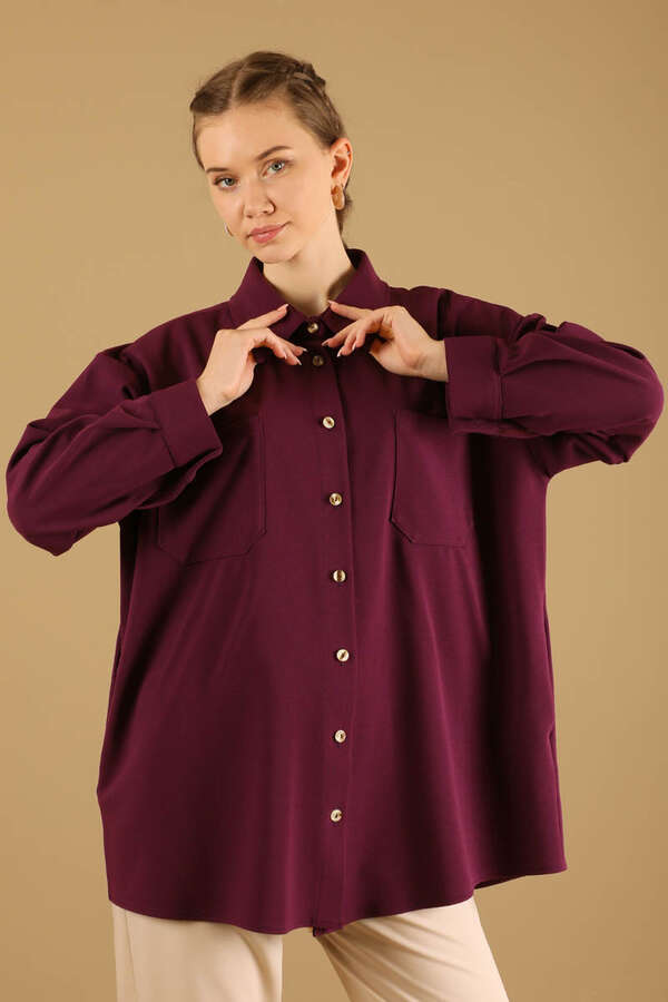 Oversize Shirt Claret Red - 3