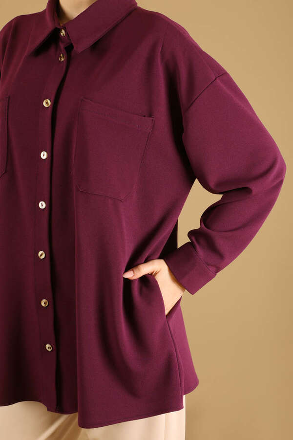Oversize Shirt Claret Red - 4
