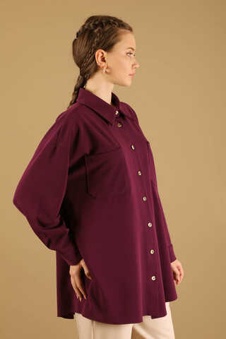 Oversize Shirt Claret Red - 5
