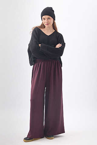 Modal Geniş Pantolon Bordo - 2