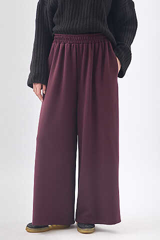 Modal Geniş Pantolon Bordo - 4