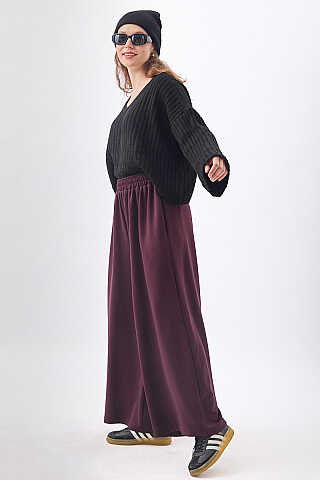 Modal Geniş Pantolon Bordo - 5