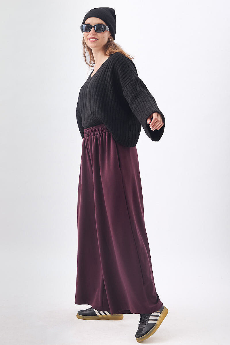 Modal Geniş Pantolon Bordo - 5