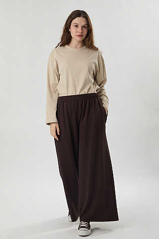 Oysho Geniş Pantolon Kahve - 3
