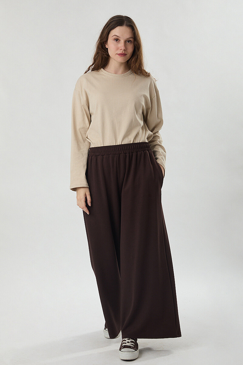 Oysho Geniş Pantolon Kahve - 3