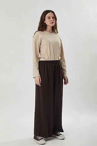 Oysho Geniş Pantolon Kahve - 4