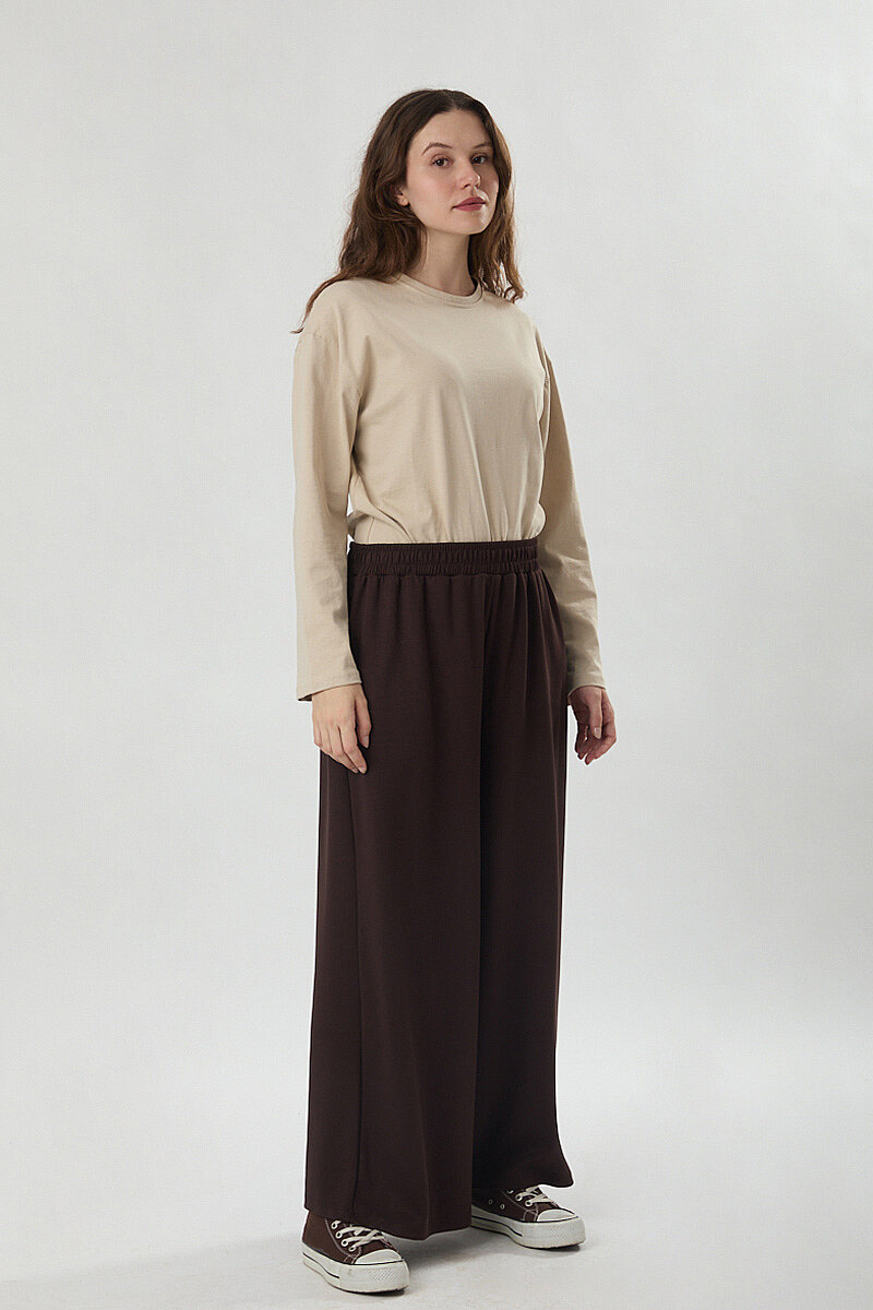 Oysho Geniş Pantolon Kahve - 4